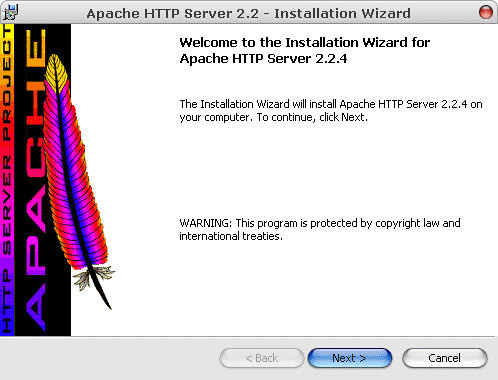 Ekran powitalny instalacji Apache